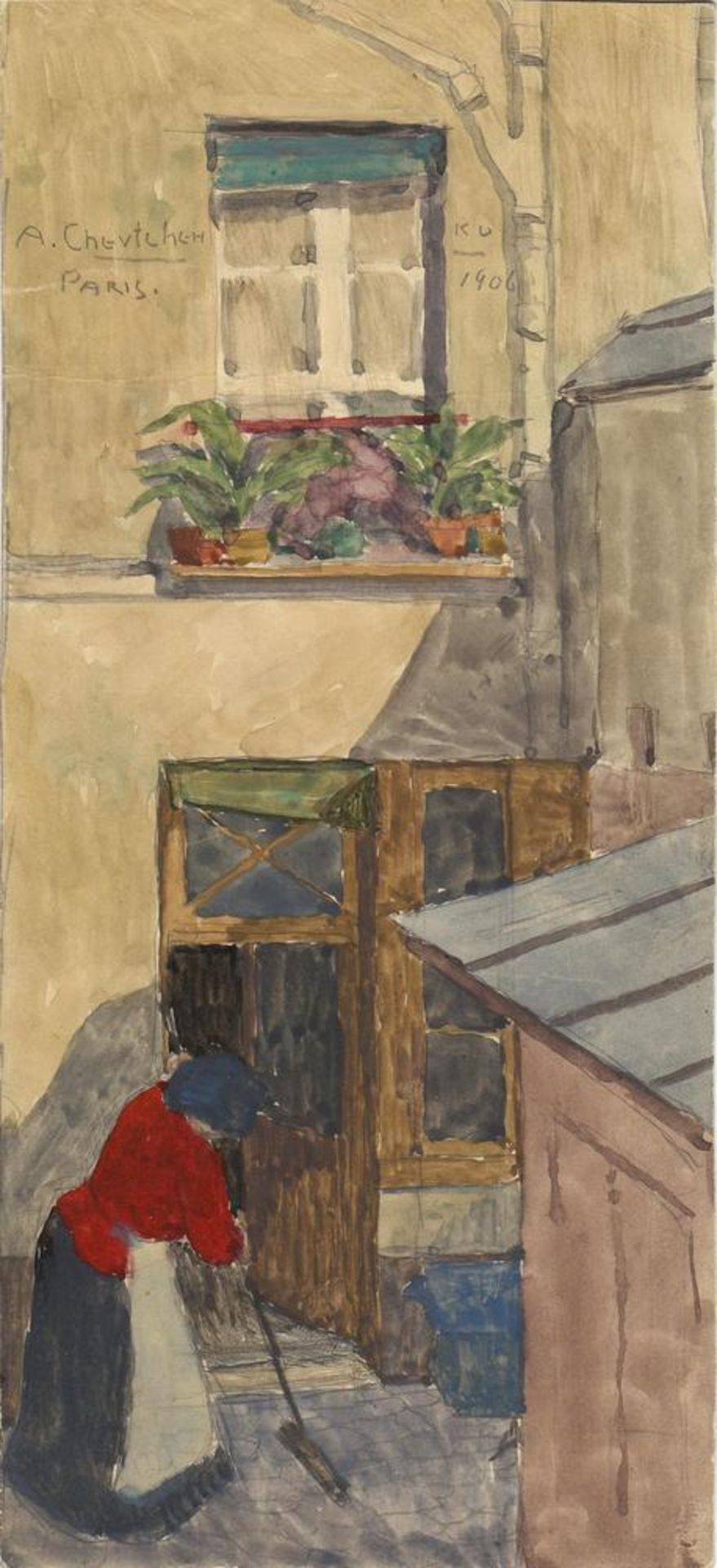 ALEKSANDR SHEVCHENKO (1883 - 1948) - Parisian courtyard, academy Julian, 1906 Signed, [...] - Bild 2 aus 7