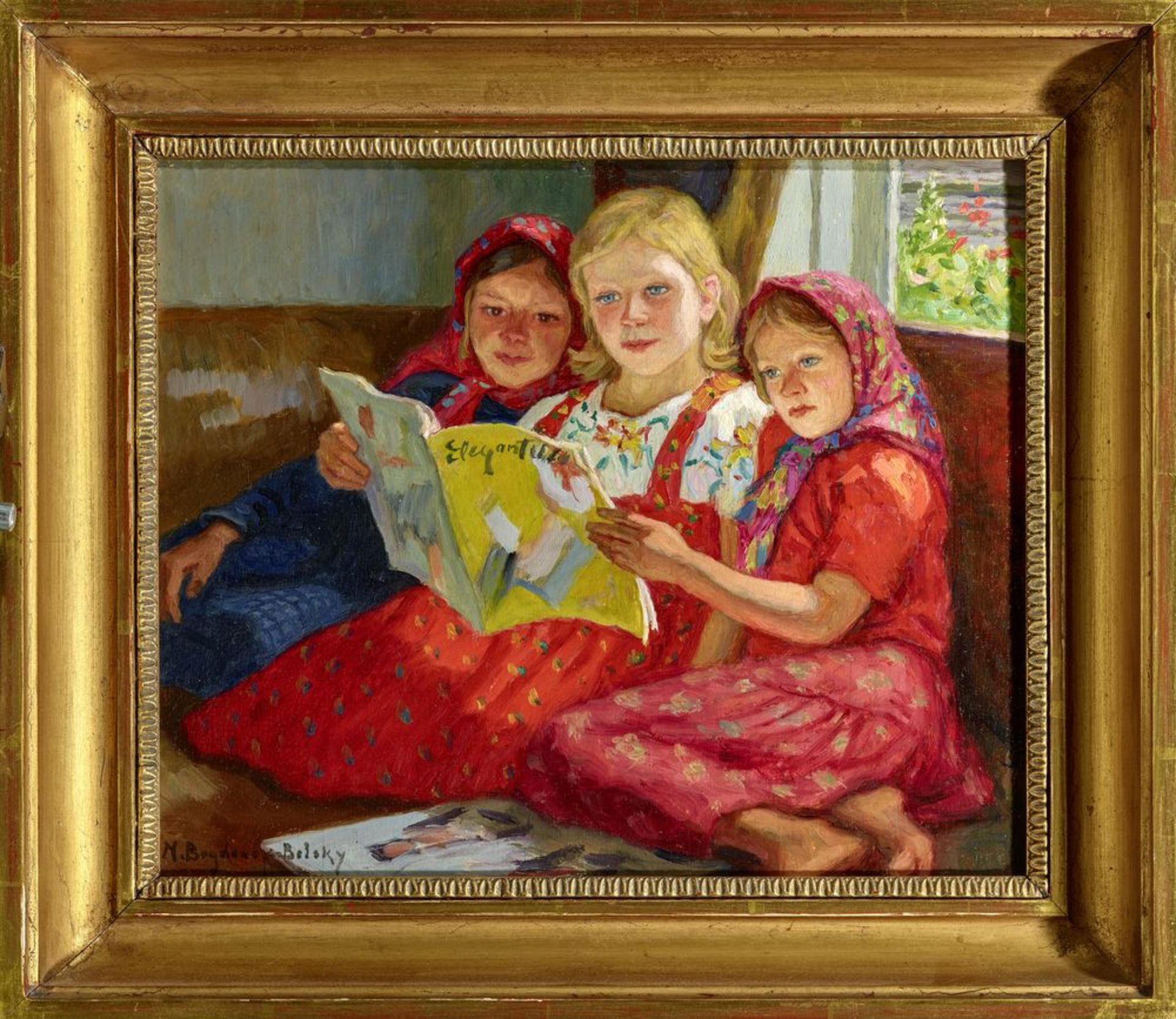 NIKOLAI PETROVICH BOGDANOV-BELSKY (1868–1945) - Reading Girls Signed ‘N. [...] - Bild 3 aus 4