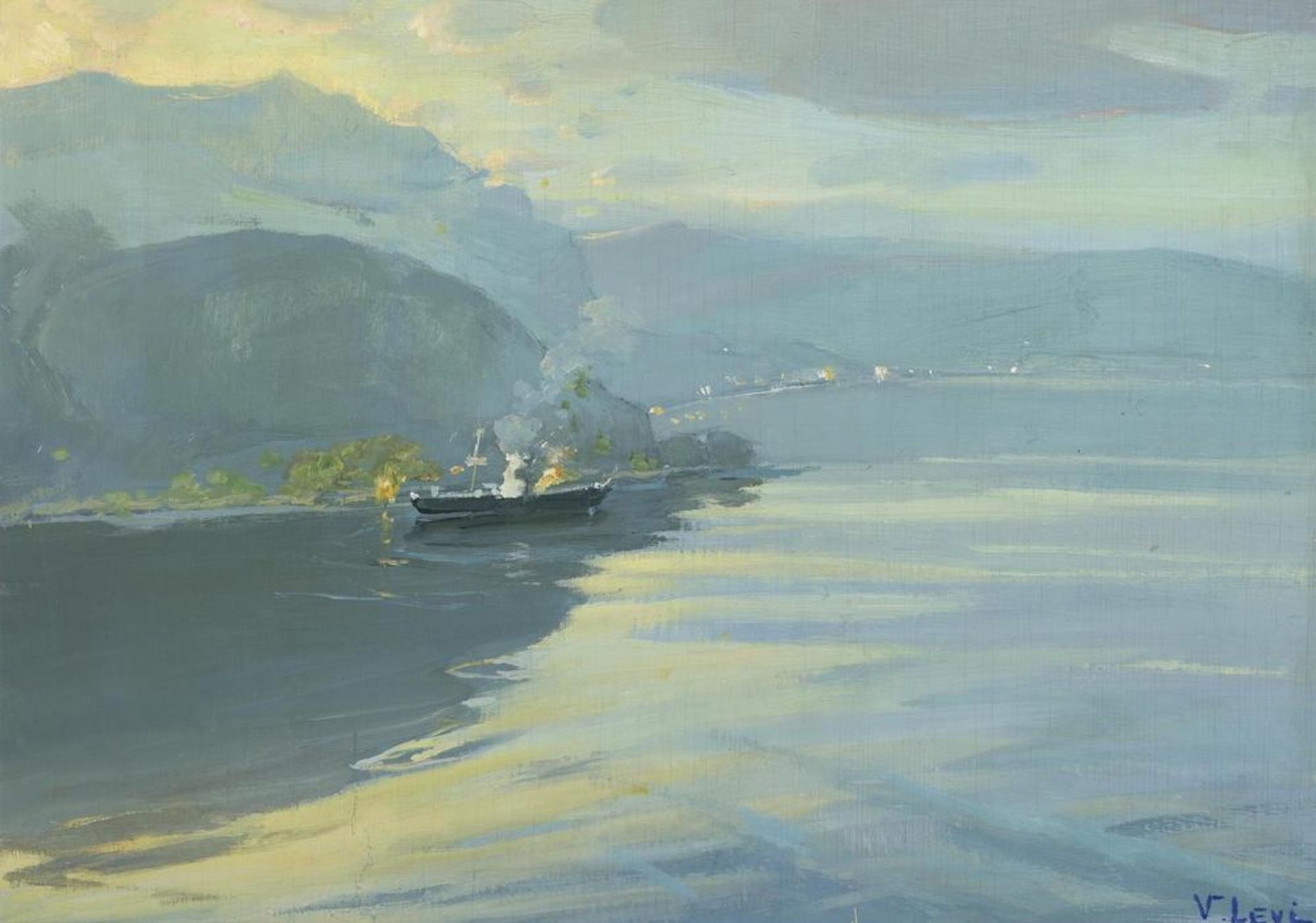 VASILI LEVI (1878-1954) - Lago di Como. approx. 1930, Signed (lower right), Oil on [...] - Bild 2 aus 4