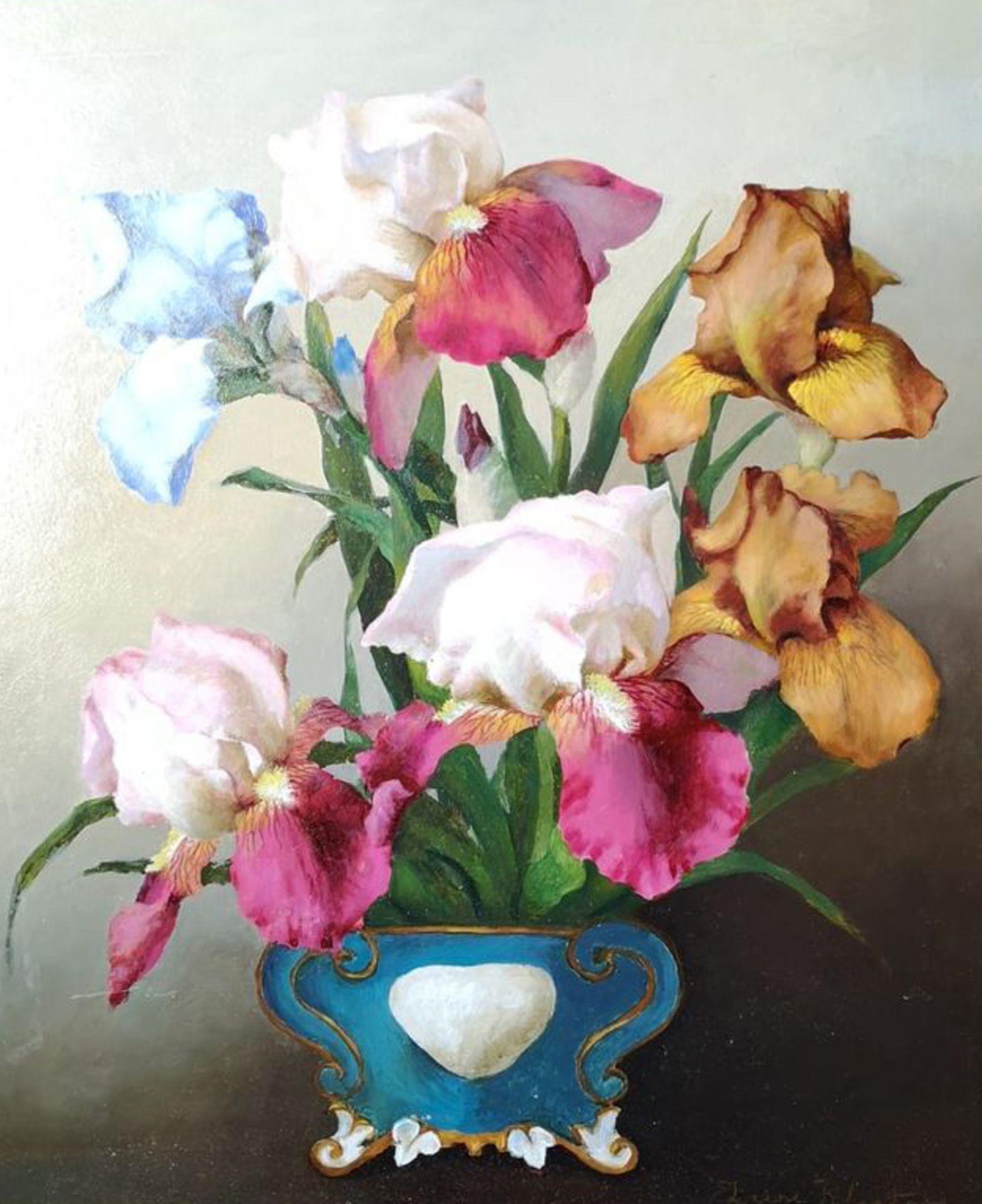 IRENE KLESTOVA (1908-1989) - Orchids in a blue vase Signed (lower right) Oil on [...]