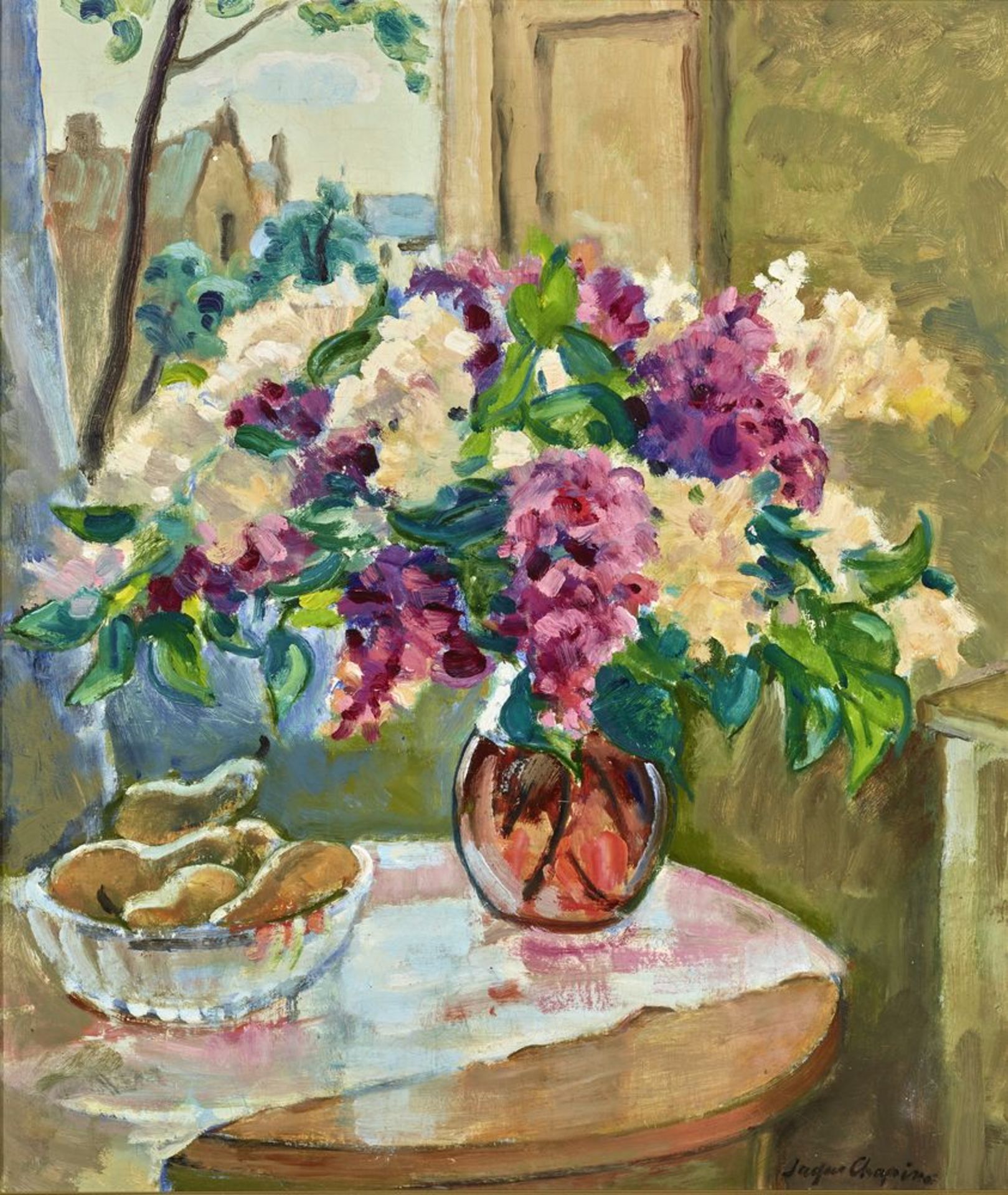 JAQUE SHAPIRO (1887/97-1972) - Flowers Signed «Jaque Chapiro» (lower right) Oil on [...]