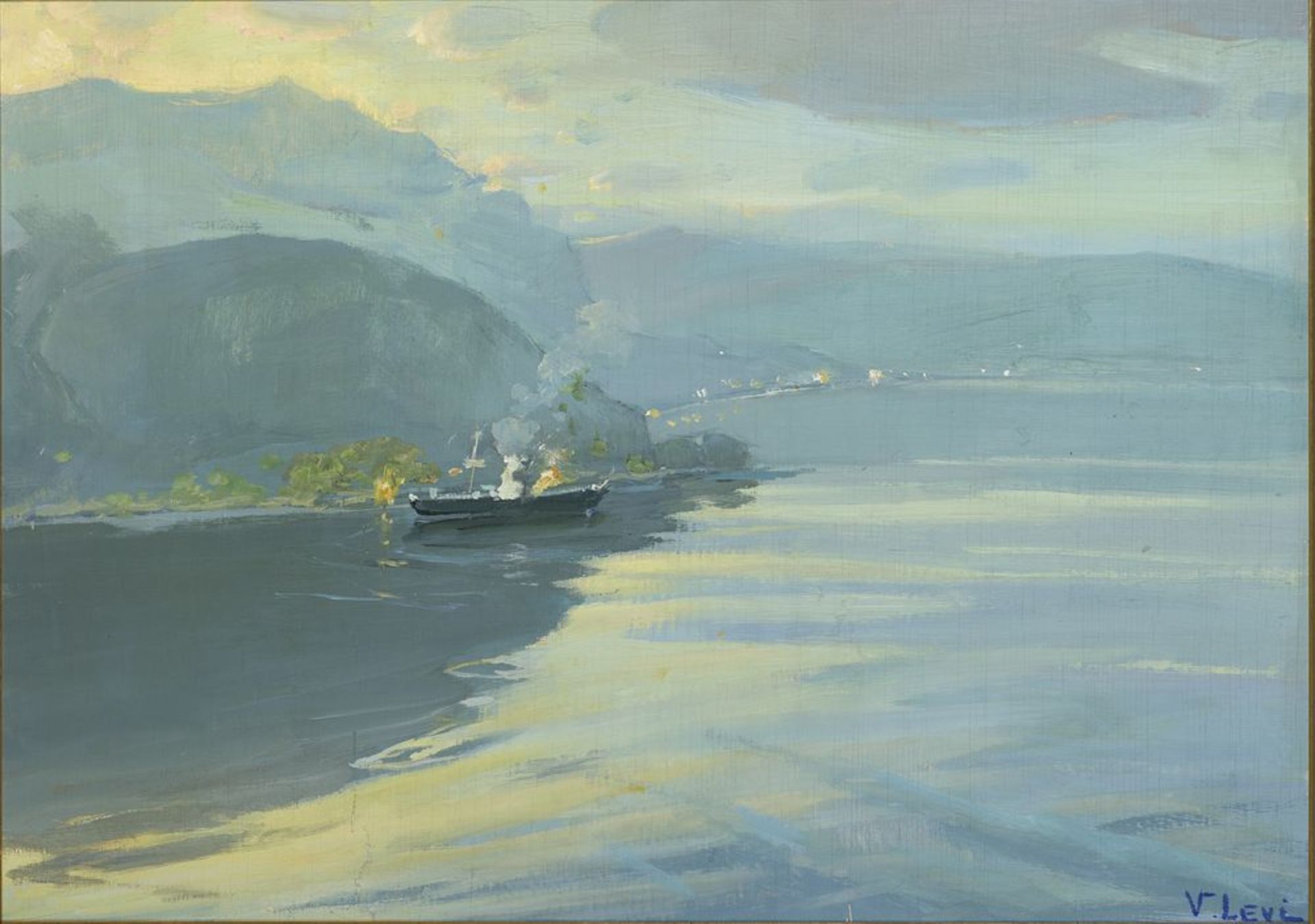 VASILI LEVI (1878-1954) - Lago di Como. approx. 1930, Signed (lower right), Oil on [...]