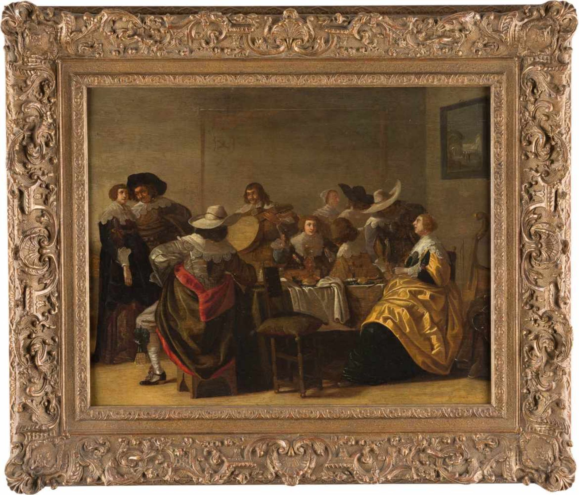 PALAMEDES PALAMEDSZ (DER JÜNGERE)1633 Delft - c. 1705 EbendaTRINKENDE GESELLSCHAFT MIT MUSIKERN Öl - Image 2 of 2