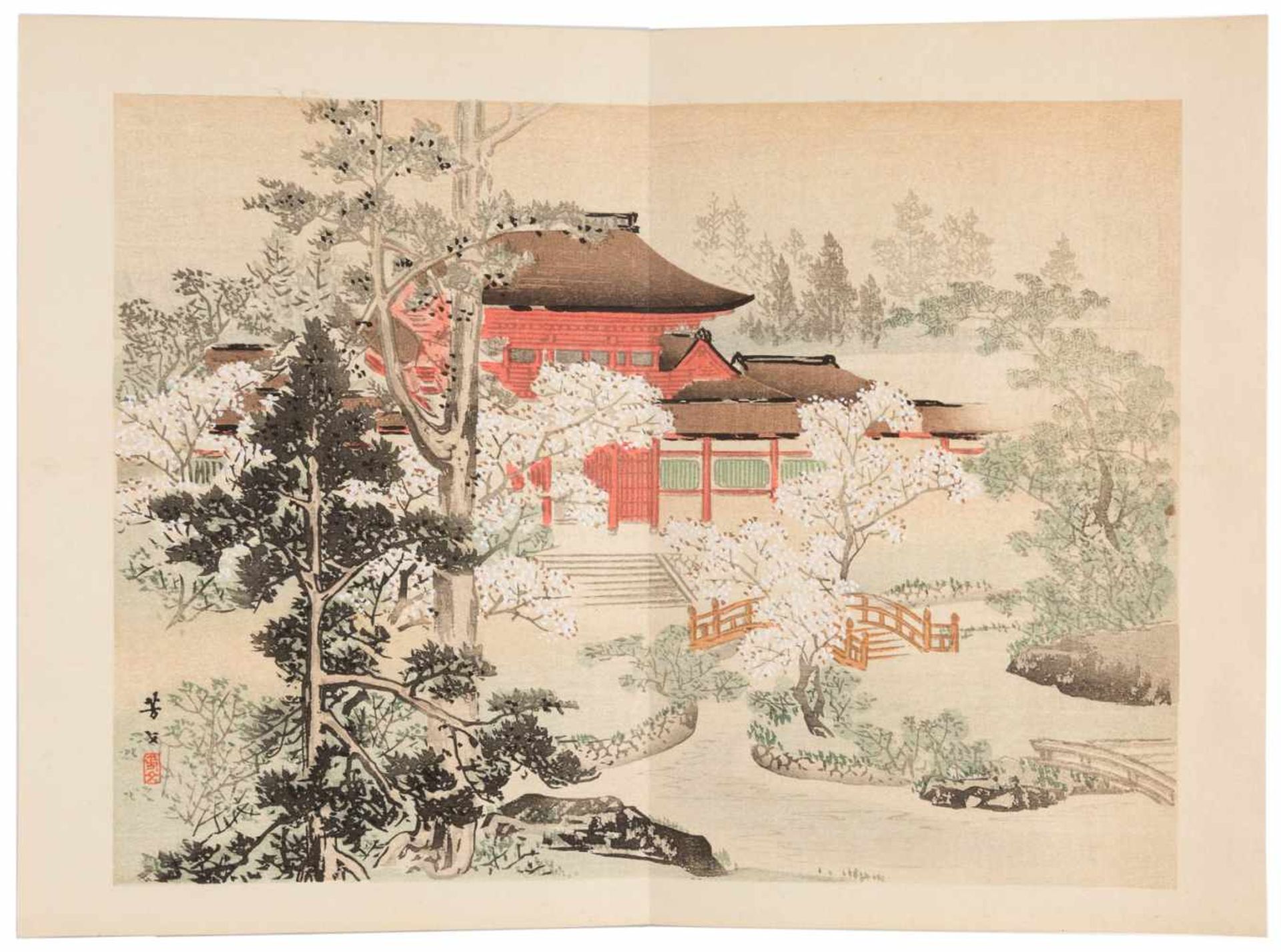 DREI BÜCHER MIT LANDSCHAFTLICHEN SZENEN Japan, 1895 Druck auf Papier. Ca. 23,5 cm x 16 cm. - Bild 7 aus 7