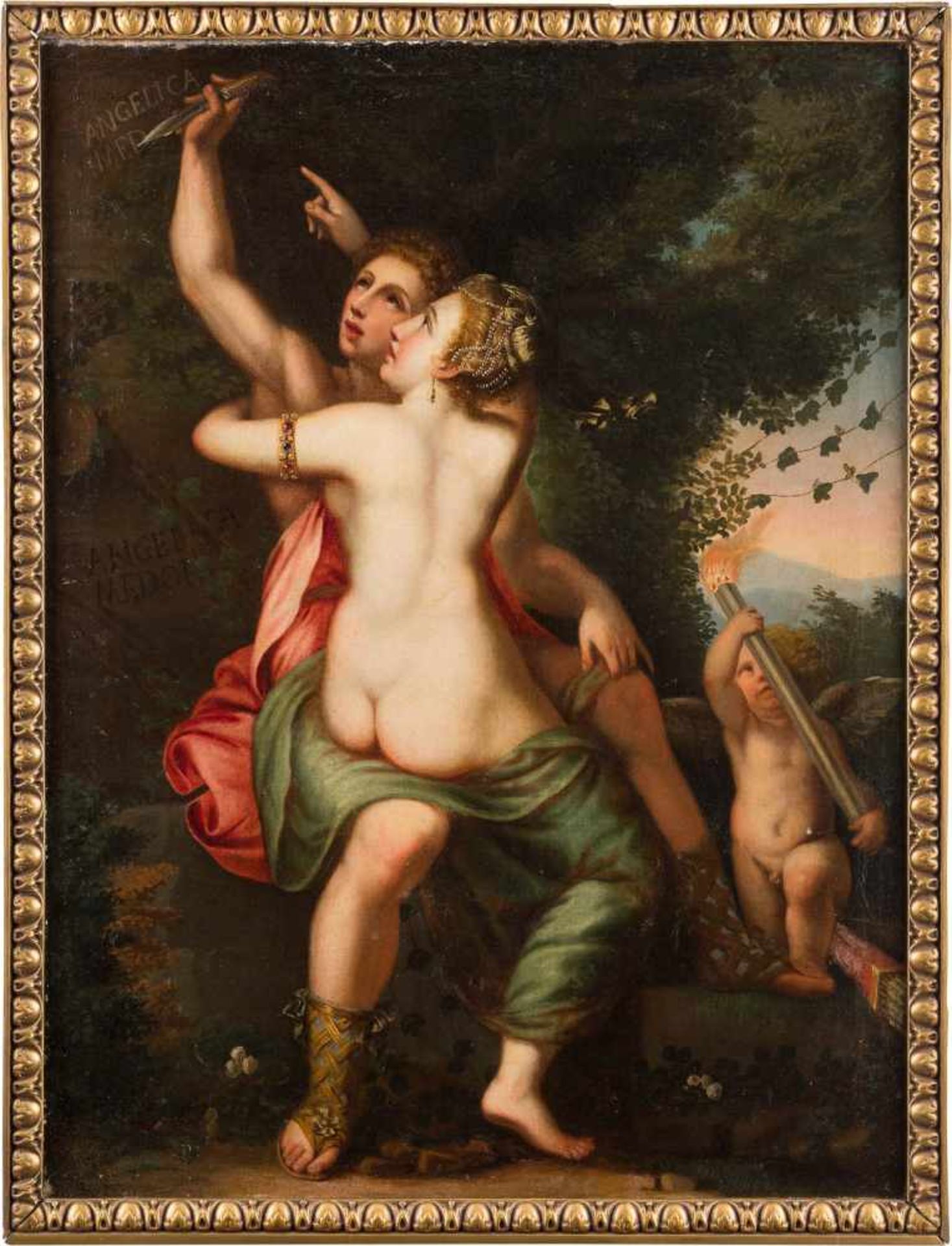 ITALIENISCHER MEISTERTätig um 1700ANGELICA UND MEDORO Öl auf Leinwand (doubl.). 95 cm x 71,5 cm ( - Image 2 of 2