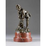 AIMÉ MILLET1819 Paris - 1891 ebendaSchlittschuhläufer Bronze, dunkel patiniert, roter Marmor.