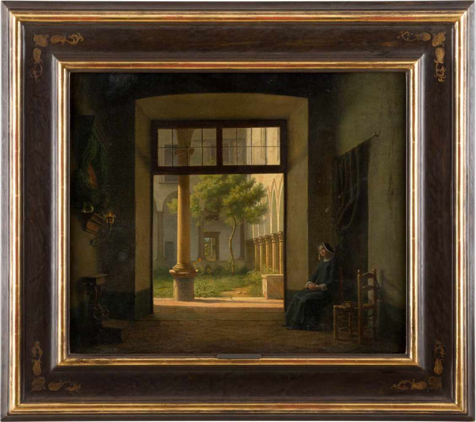 HENRY JOSEPH FRADELLE1778 Lille - 1865 LondonKlosterfrieden Öl auf Leinwand (doubl.). 45,5 x 55,5 cm - Bild 2 aus 2