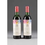 CHÂTEAU MOUTON ROTHSCHILD 1970 PAUILLAC 2 Flaschen, 0,75l (ms/hs). Künstleretikett von Marc