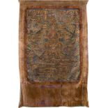 THANGKA MIT SHAKYAMUNI Tibet, 19. Jh. oder später Polychrome Malerei auf textilem Grund,