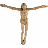 KORPUS CHRISTI Deutsch, um 1500. Holz, plastisch geschnitzt, mit Resten der Fassung. 82 cm x 96