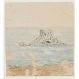 ALFRED RETHEL1816 bei Aachen - 1859 DüsseldorfAmor auf einer Muschel im Meer Bleistift, Tusche und