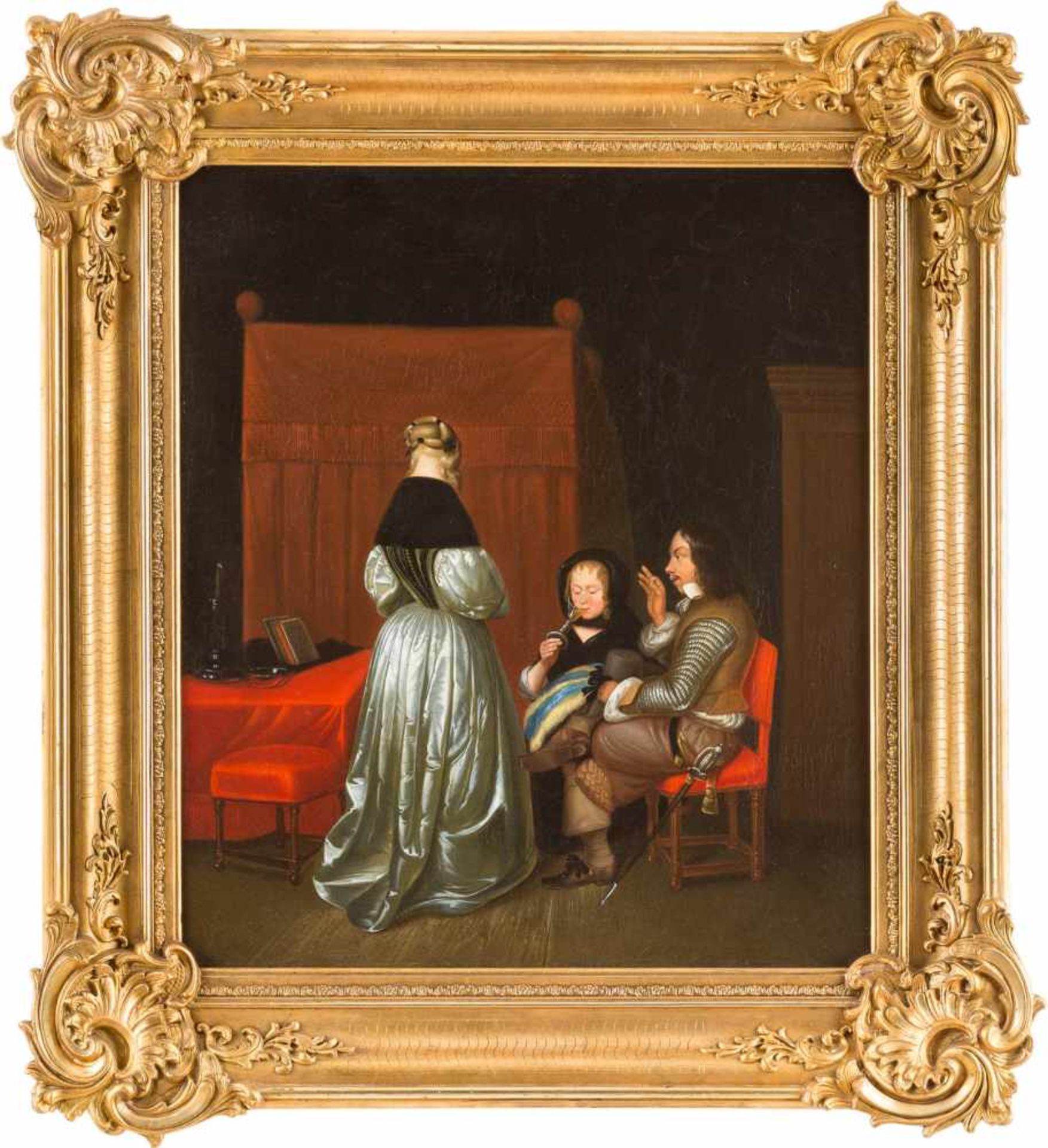 GERARD TER BORCH (NACHFOLGER)1617 Zwolle - 1681 DeventerDIE VÄTERLICHE ERMAHNUNG Öl auf Leinwand. 70 - Image 2 of 2