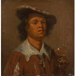 ADRIAEN VAN OSTADE (SCHULE)1610 Haarlem - 1685 EbendaDER WEINTRINKER Öl auf Holz. 13,5 cm x 13 cm.