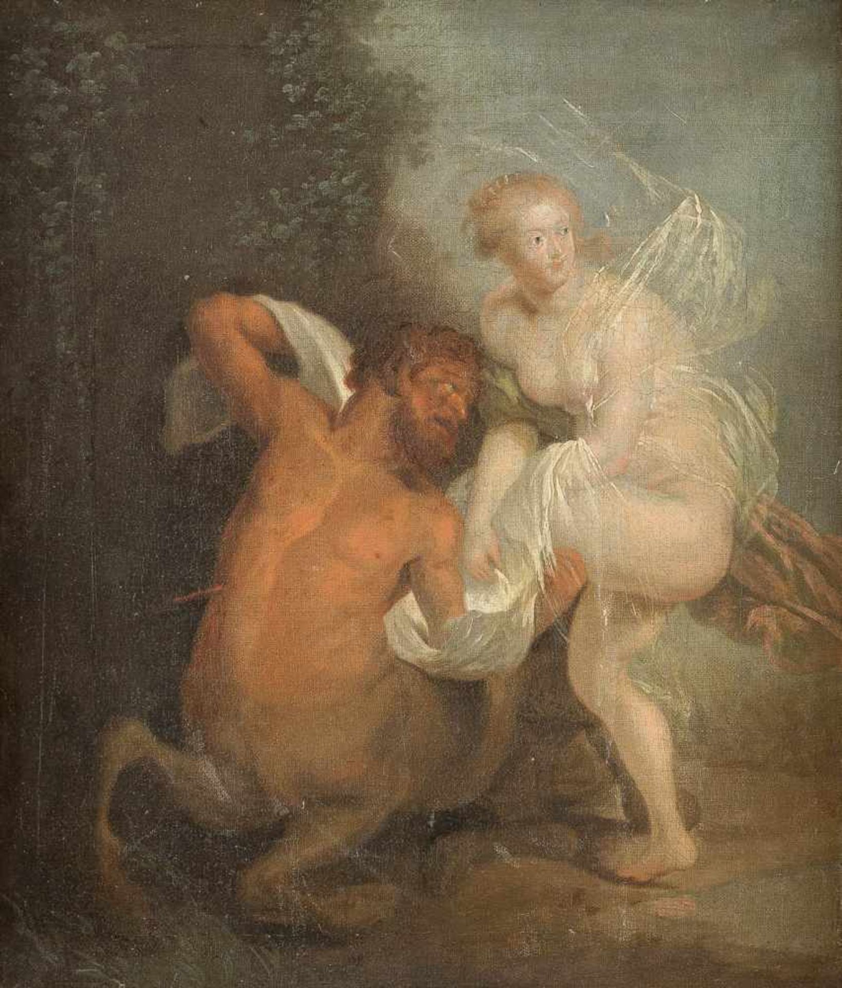 FLÄMISCHE SCHULEMeister, tätig um 1700NESSOS UND DEIANEIRA Öl auf Leinwand. 40 cm x 33 cm (R. 50