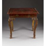 BEDEUTENDER TISCH MIT CHINOISERIE (RED LACQUER TABLE) England, um 1700. Holz, Rotlack (Red Lacquer),