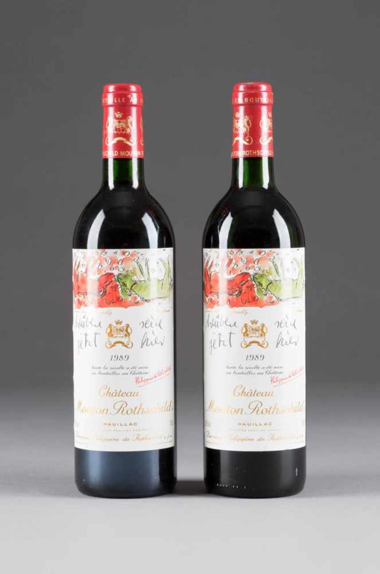 CHÂTEAU MOUTON ROTHSCHILD 1989 PAUILLAC 2 Flaschen, 0,75l (in). Künstleretikett von Georg Baselitz