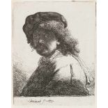 REMBRANDT HARMENSZOON VAN RIJN1606 Leiden - 1669 AmsterdamSELBSTBILDNIS MIT DER SCHÄRPE UM DEN HALS,