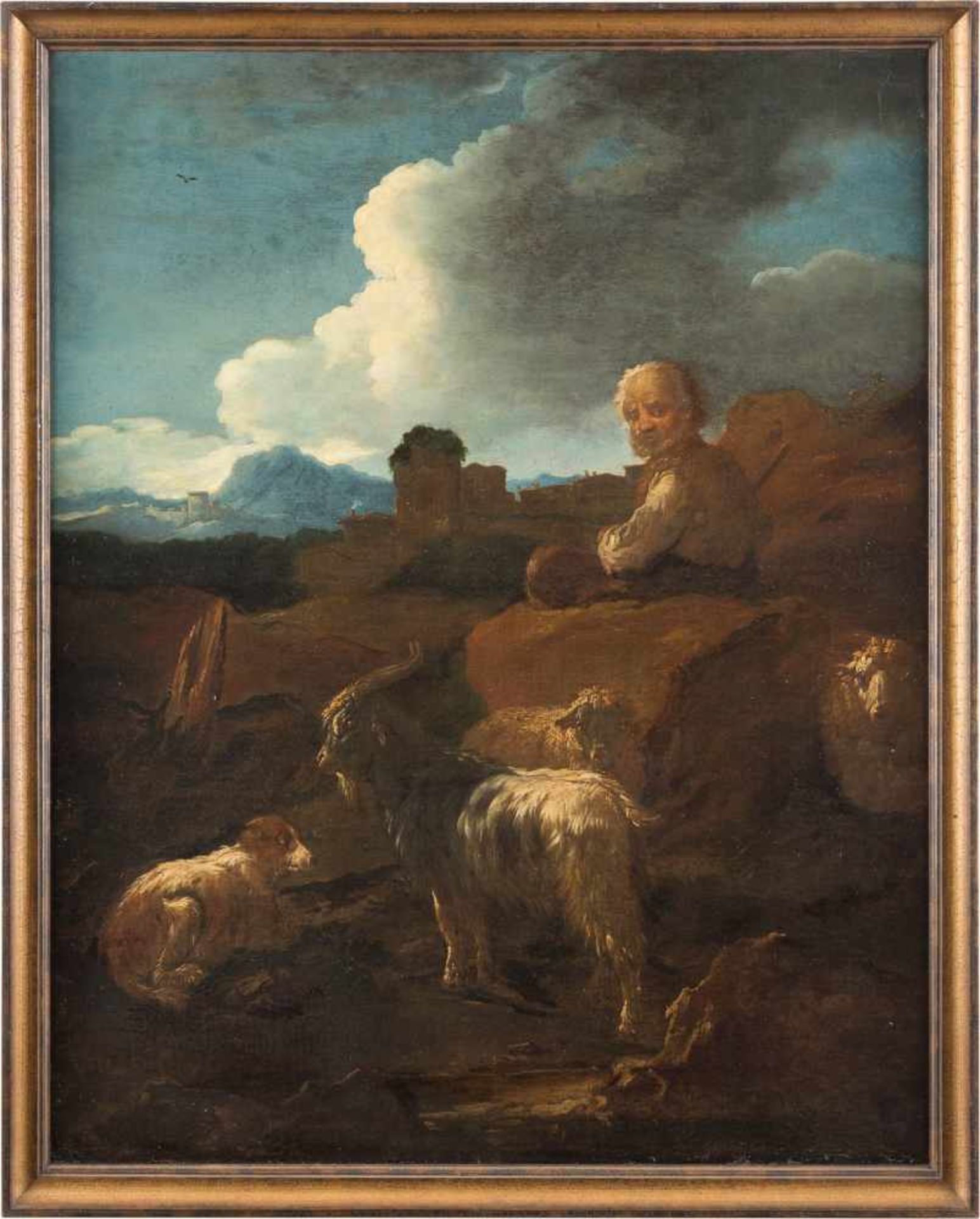 PHILIPP PETER ROOS (AUCH ROSA DA TIVOLI)1655/1657 Frankfurt am Main - 1706 RomHIRTE MIT SCHAFEN, - Bild 2 aus 2