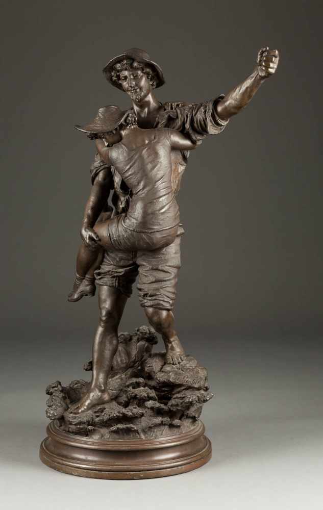 TOMMASO GENTILE1853 Chieti - 1905 (?)Monumentale Figurengruppe Kupfer, getrieben, gefüllt, braun