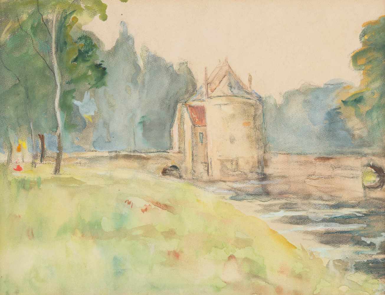 MAURICZ (MAURICE) GÓTH1873 Avdo Felsofalu/Ungarn - 1944 AmsterdamZwei Arbeiten: Wasserschloss und - Image 3 of 3