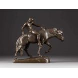ALBERT HINRICH HUSSMANN1874 Lüdingworth - 1946 FürstenbergMännerakt auf einem Pferd Bronze, braun