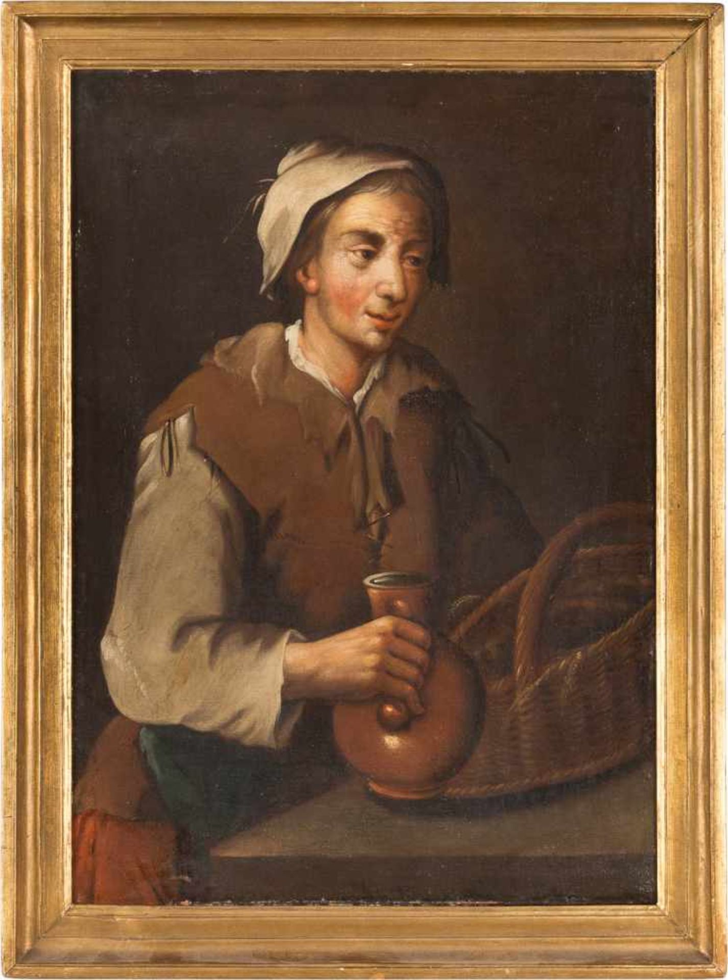 FRANCESCO GIACOMO CIPPER (SCHULE)c. 1664 Feldkirch (Vorarlberg) - 1736 MailandVERKÄUFERIN MIT KRUG - Image 2 of 2