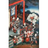 HINTERGLASMALEREI MIT FIGÜRLICHER DARSTELLUNG China, Qing-Dynastie Polychrome Bemalung auf Glas,