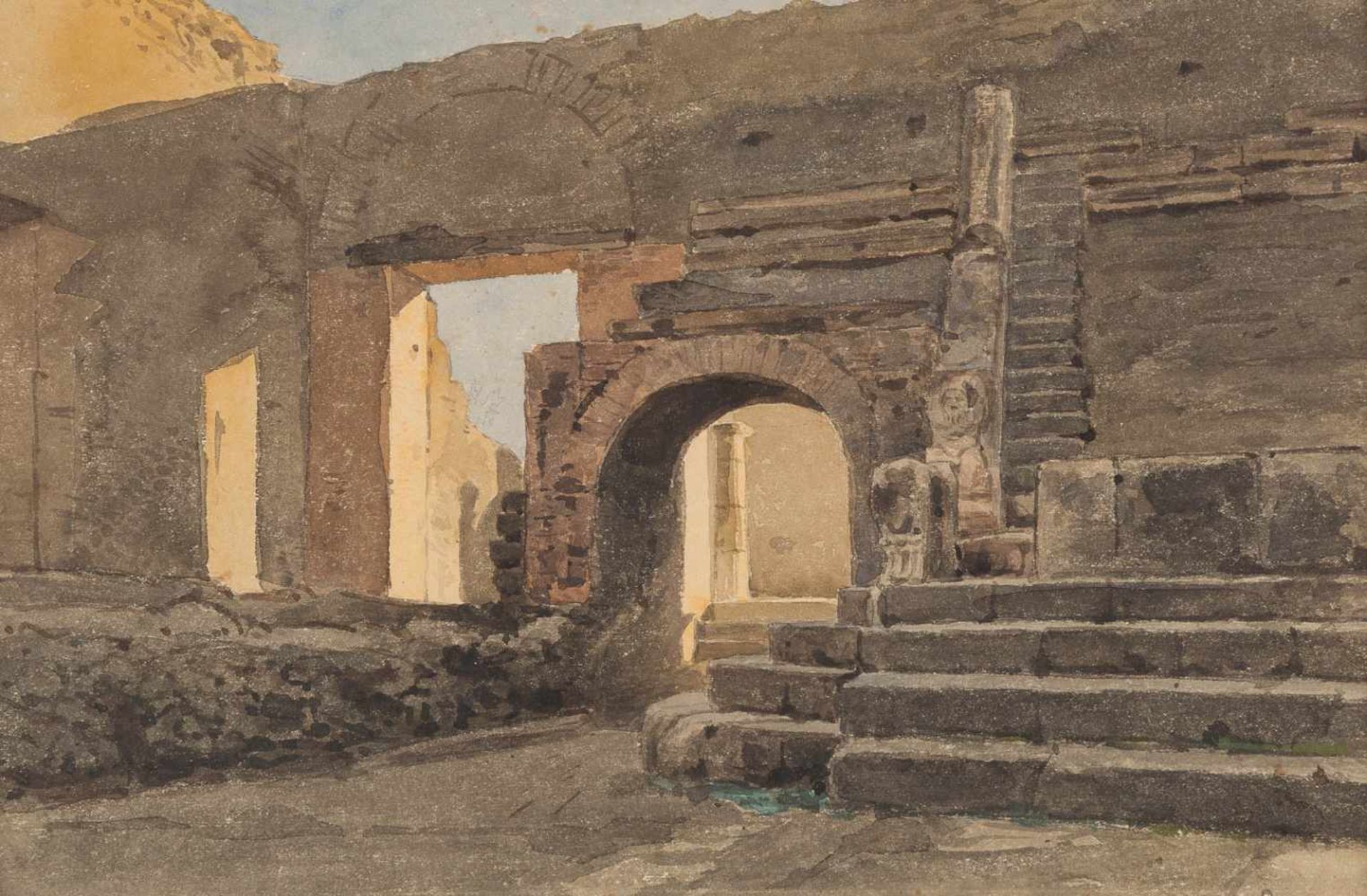 RICHARD STUTTERHEIM1878 - 1961Drei Aquarelle: Brandung bei Capri / Pompei / Ruinen Aquarell,