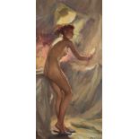 RICHARD DURAND-TOGO1910-?Nackte Schönheit bei der Toilette Öl auf Leinwand. 100,5 x 50 cm (R. 119