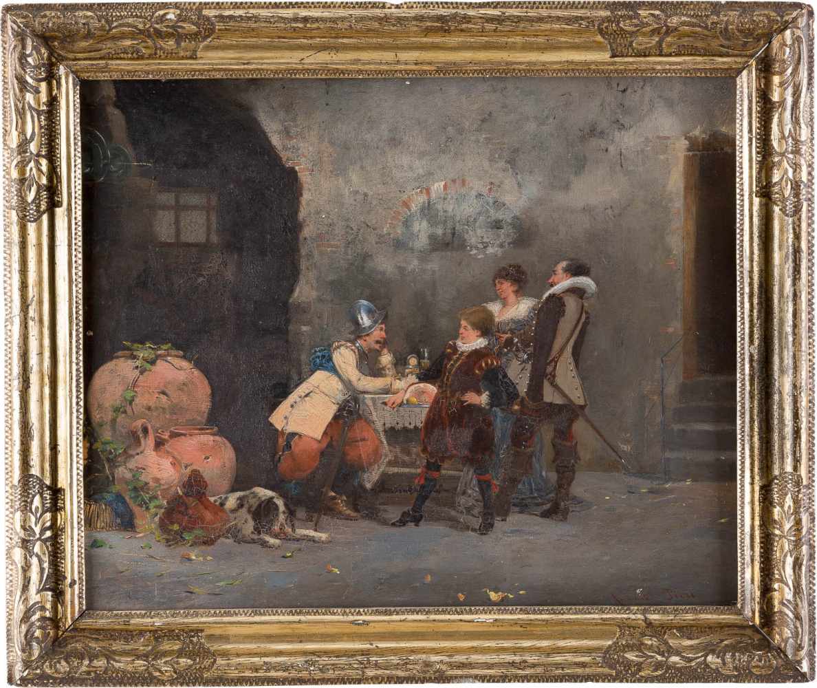 ARMAND PIERETätig um 1900 (Paris)In der Schankstube Öl auf Holz. 30,5 x 37 cm (R. 36,5 x 44 cm). - Image 2 of 2