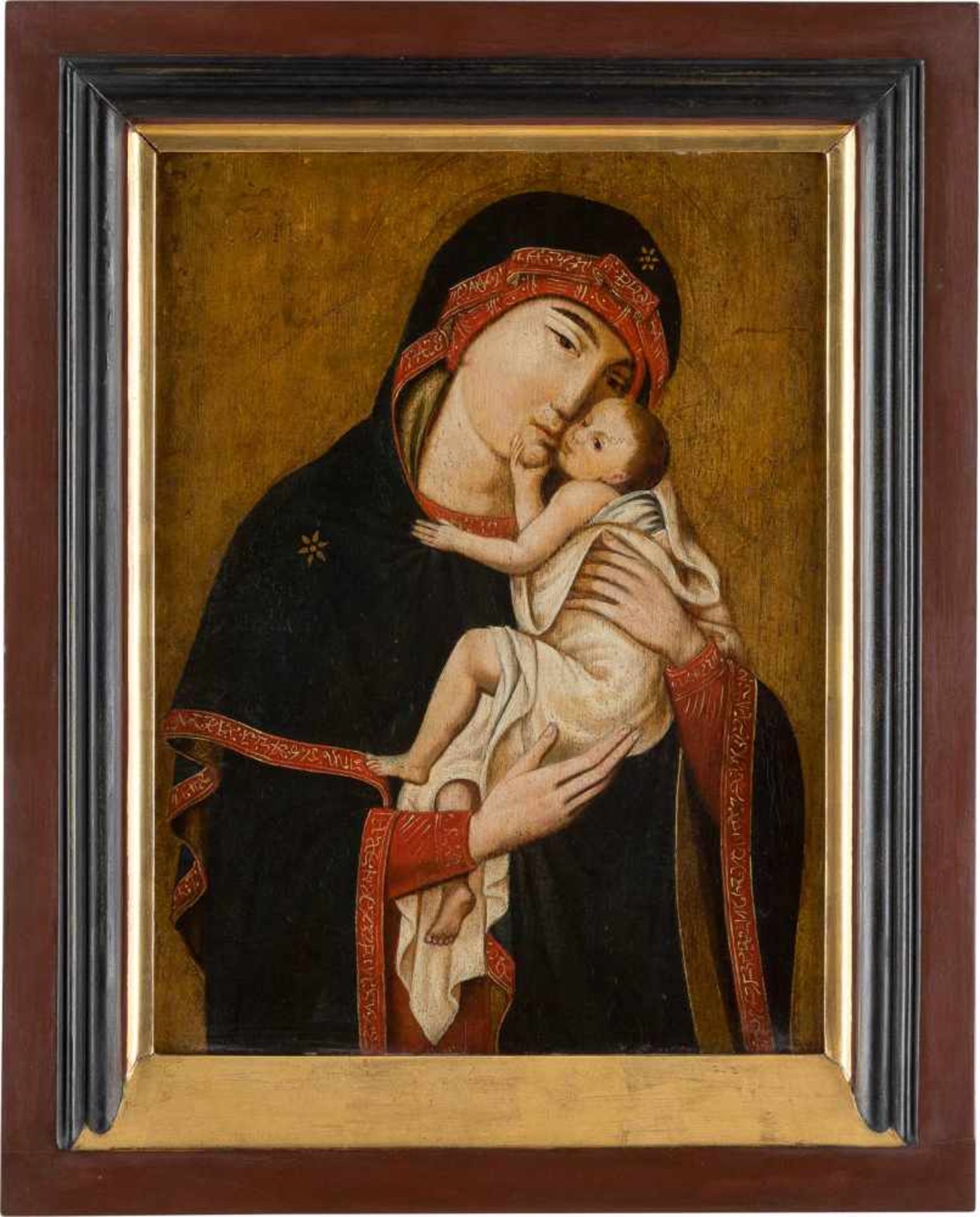 DEUTSCH/FLÄMISCHE SCHULEMeister tätig um 1700MADONNA MIT KIND Öl auf Eichenholztafel. 36,5 cm x 27,5 - Image 2 of 2