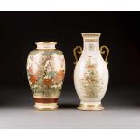 ZWEI SATSUMA-VASEN Japan, 20. Jh. Satsuma-Porzellan. H. 31,2 cm-35,5 cm. Eine Vase gemarkt '