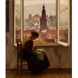 HENRIK NORDENBERG1857 Asarum - 1928 DüsseldorfDame bei der Stickarbeit am offenen Fenster mit