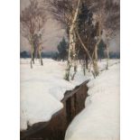 FRANZ SCHREYER1858 Leipzig - 1936 ?Wintertag Öl auf Leinwand. 104,5 x 77 cm (R. 118 x 90 cm).