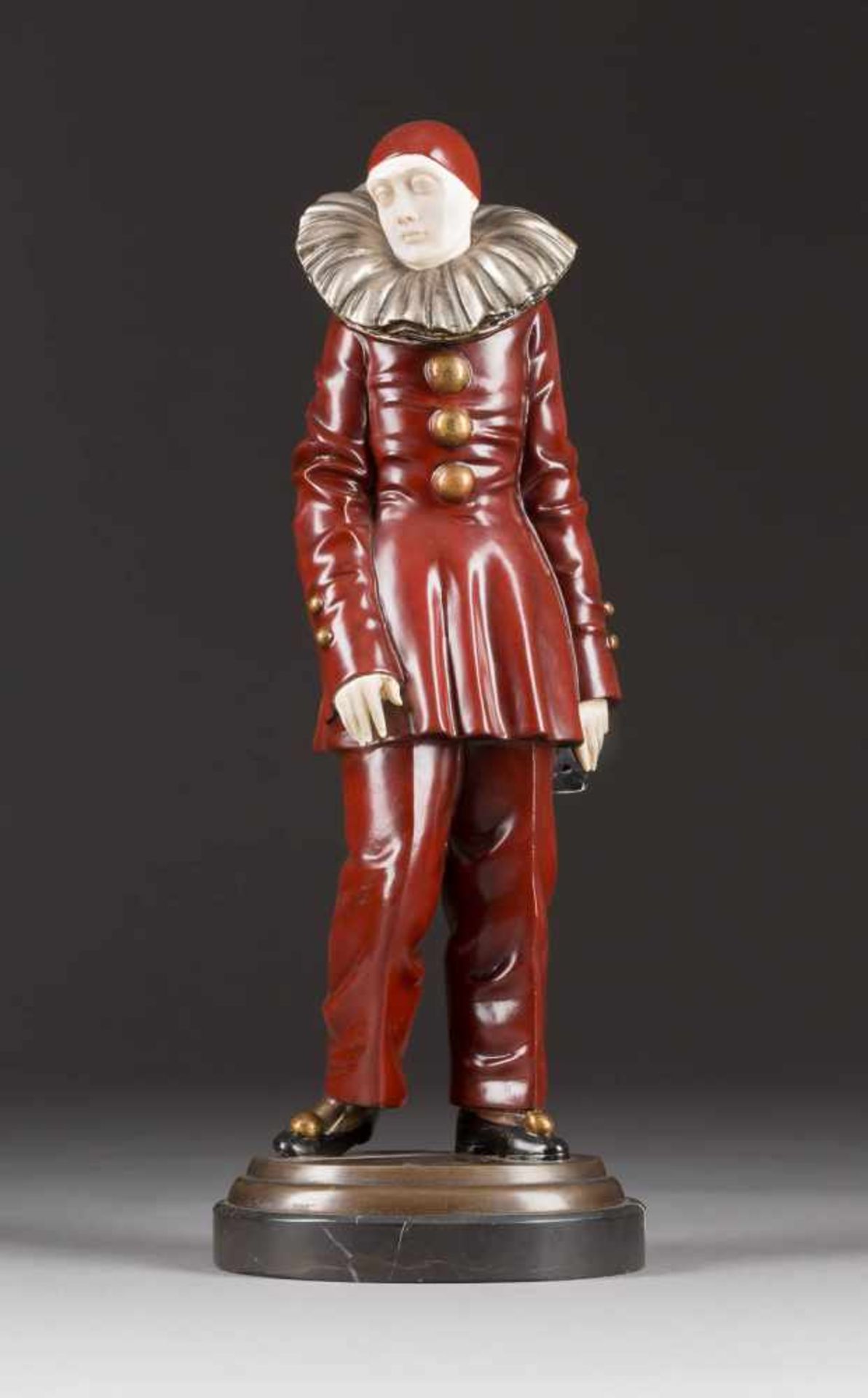 DOROTHEA CHAROL1895 Odessa - 1963 LondonPierrot Bronze, braun patiniert, rot und silberfarben