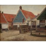 OTTO KARL KIRBERG1850 Elberfeld - 1926 DüsseldorfAuf dem Hof Öl auf Leinwand. 26 x 31,5 cm. Signiert