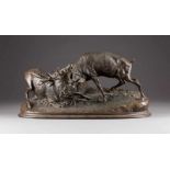 PIERRE JULES MÈNE1810 Paris - 1879 ebendaKämpfende Hirsche (Ausführung um 1890) Bronze- und
