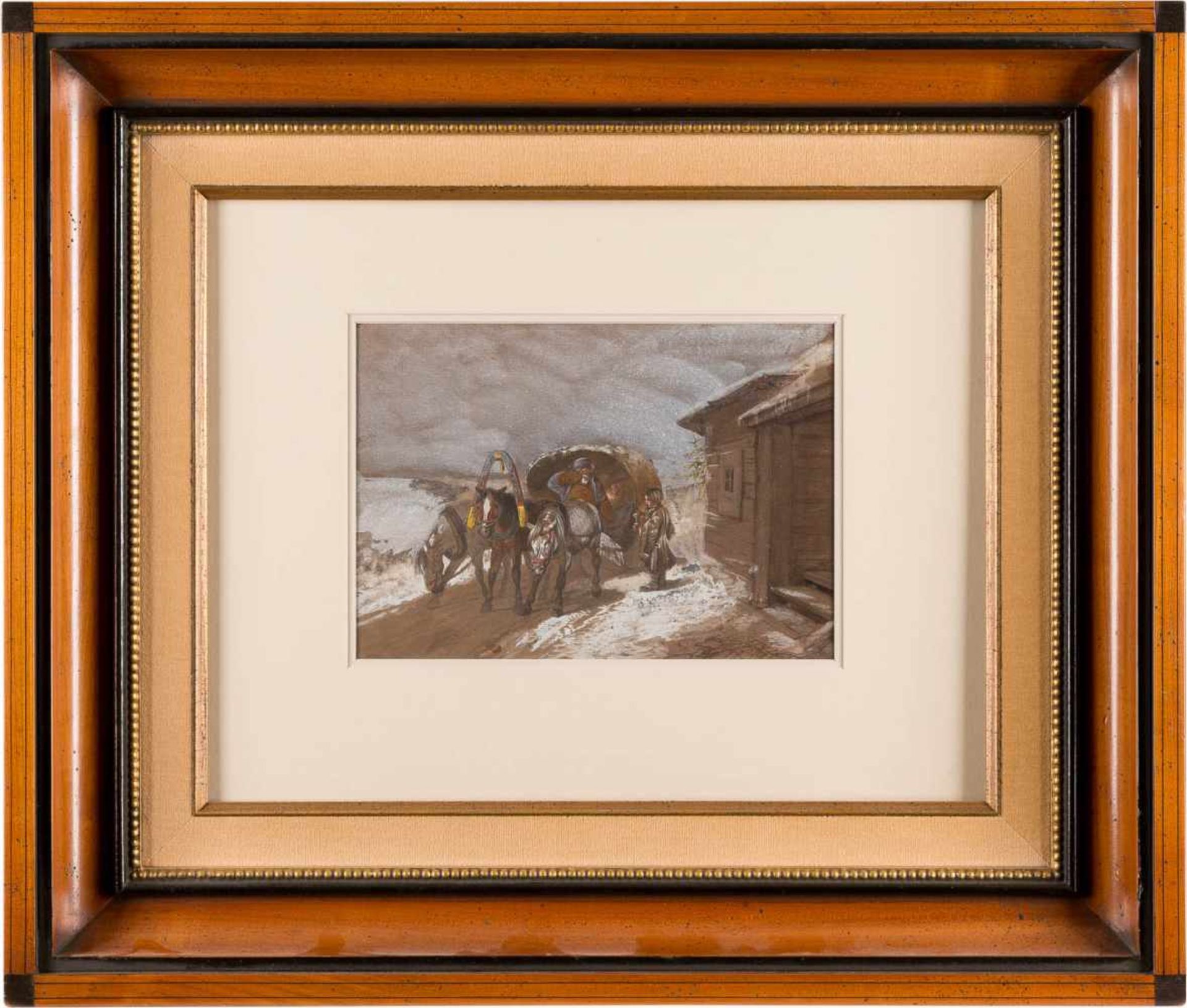 NIKOLAJ GRIGORJEWITSCH SWERTSCHKOW1817 St. Petersburg - 1898 Tsarskoe seloPferdegespann vor einem - Bild 2 aus 3