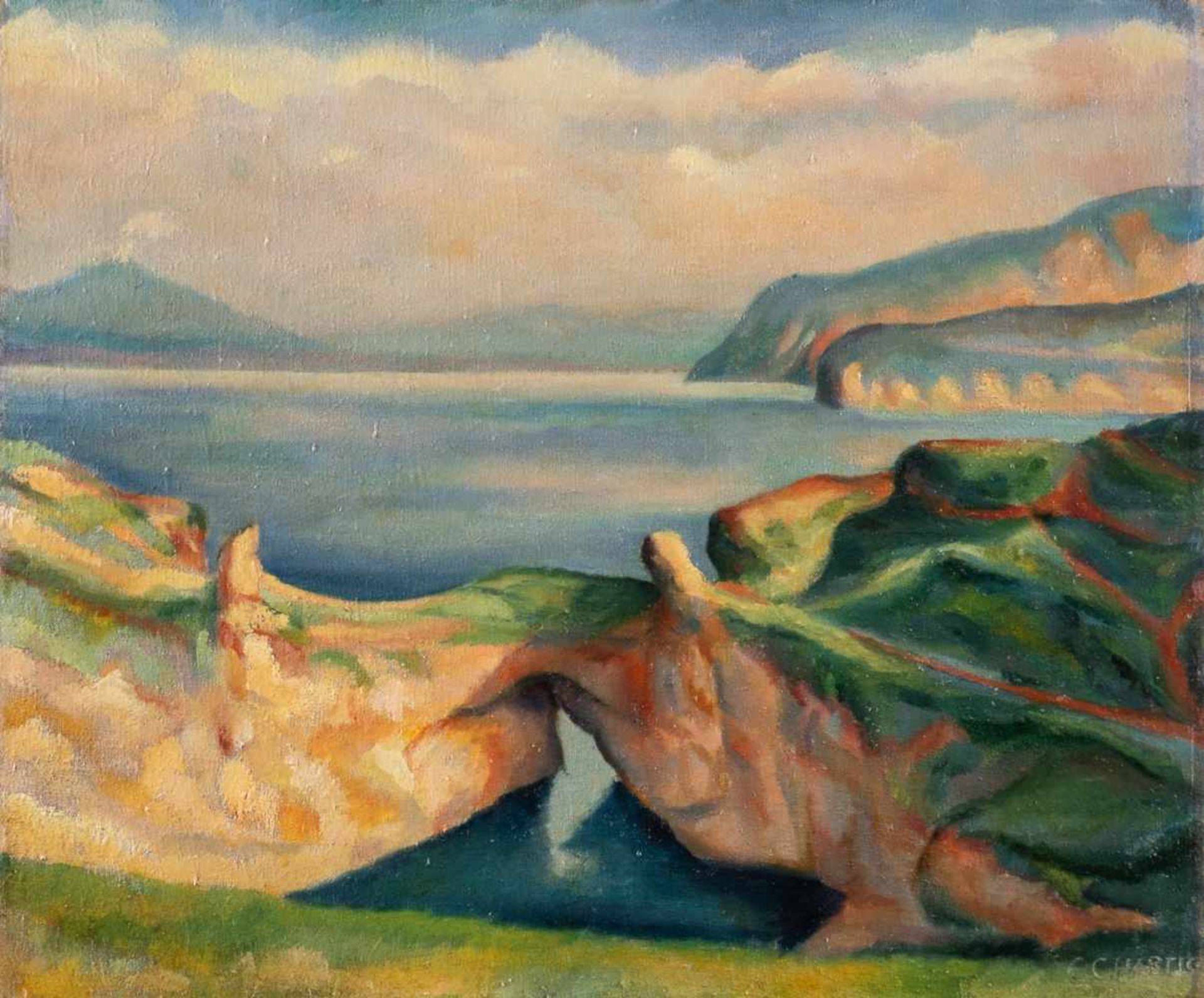 CARL CHRISTOPH HARTIG1888 Davos - 1975 DüsseldorfTAORMINA Öl auf Leinwand. 45,5 x 54 cm (R. 62 x