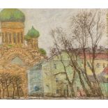 ALEXANDER ANATOLJEWITSCH AKSENOW1959, tätig in Moskau'FRÜHLING' Pastellkreide auf Karton. 50 cm x 60