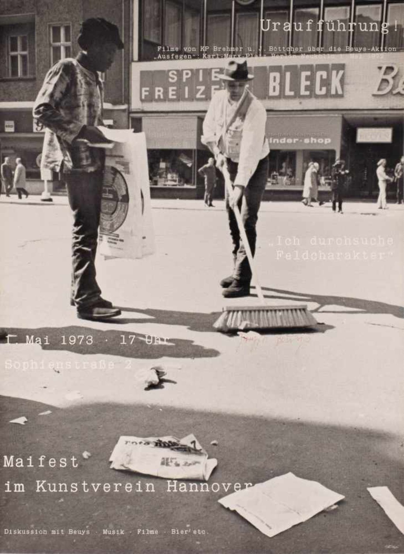 JOSEPH BEUYS1921 Krefeld - 1986 Düsseldorf'ICH DURCHSUCHE FELDCHARAKTER' Ausstellungsplakat. 81 x 60