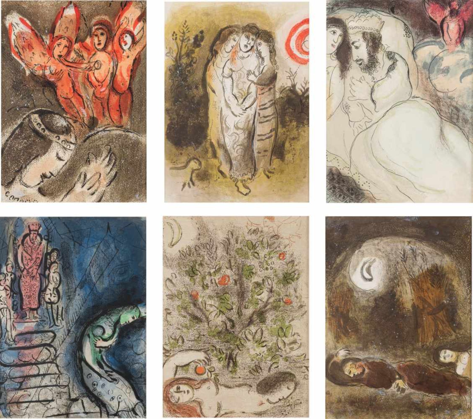 MARC CHAGALL1887 Witebsk - 1985 Paul de VenceKONVOLUT AUS SECHS BLÄTTERN (AUS 'ILLUSTRATIONEN FÜR