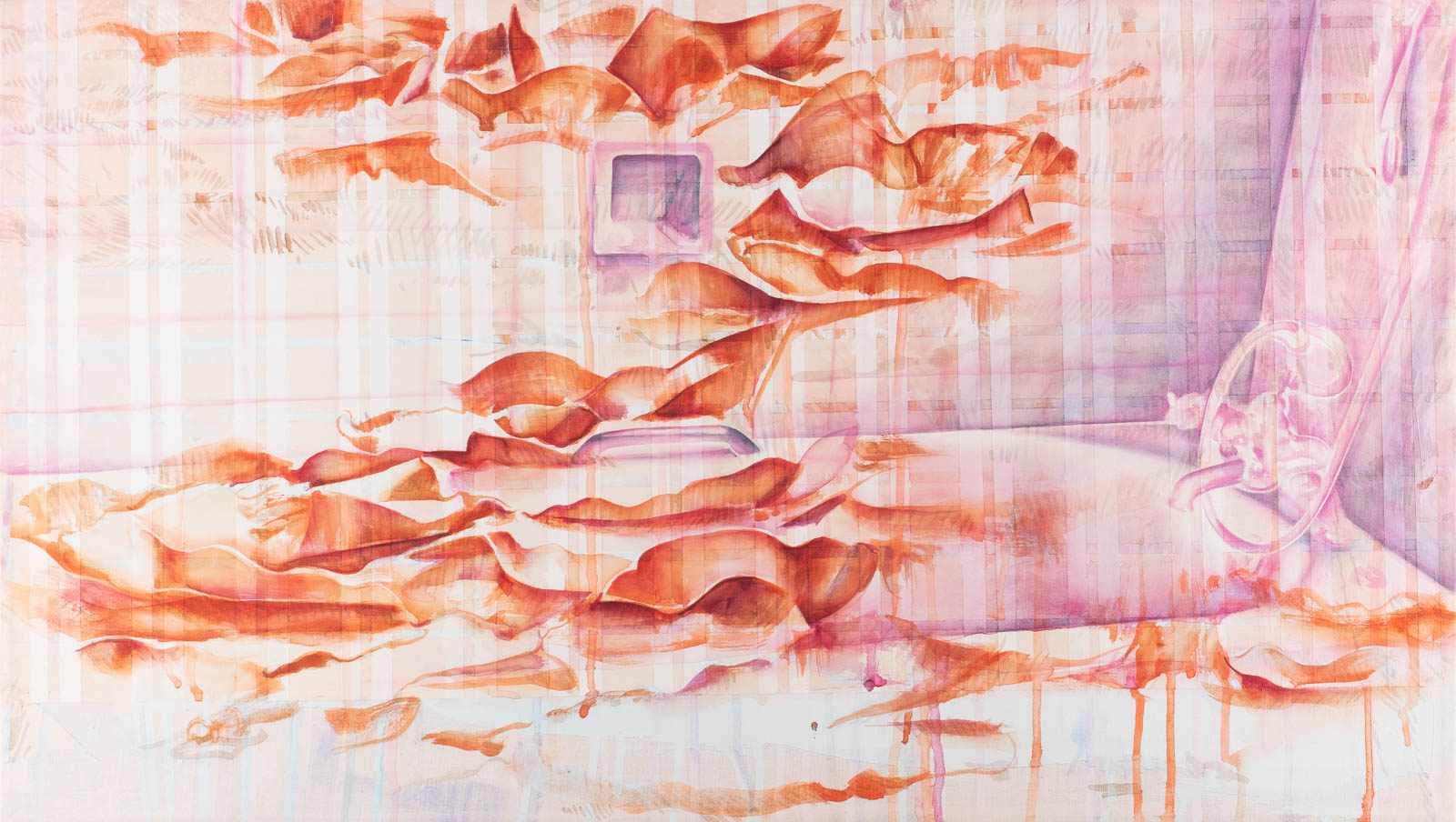 FIDES BECKER1962 Worms'BADEWANNE' (2003) Acryl auf Leinwand. 40 x 70 cm (R. 44 x 74 cm). Verso: