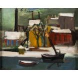 RUDOLF KUNDERA1911 - 2005WINTERLICHER INDUSTRIEHAFEN Öl auf Leinwand. 38 x 46,5 cm (R. 52,5 x 61