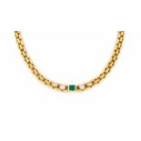 EDELSTEIN-COLLIER Gelbgold. L. 38 cm, Ges.-Gew. ca. 64,4 g. Gest. 750. Collier aus