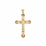 DIAMANT-KREUZ Gelbgold. 8,3 x 4,6 cm, Ges.-Gew. ca. 14 g. Gest. 585, Herstellersignet. 14