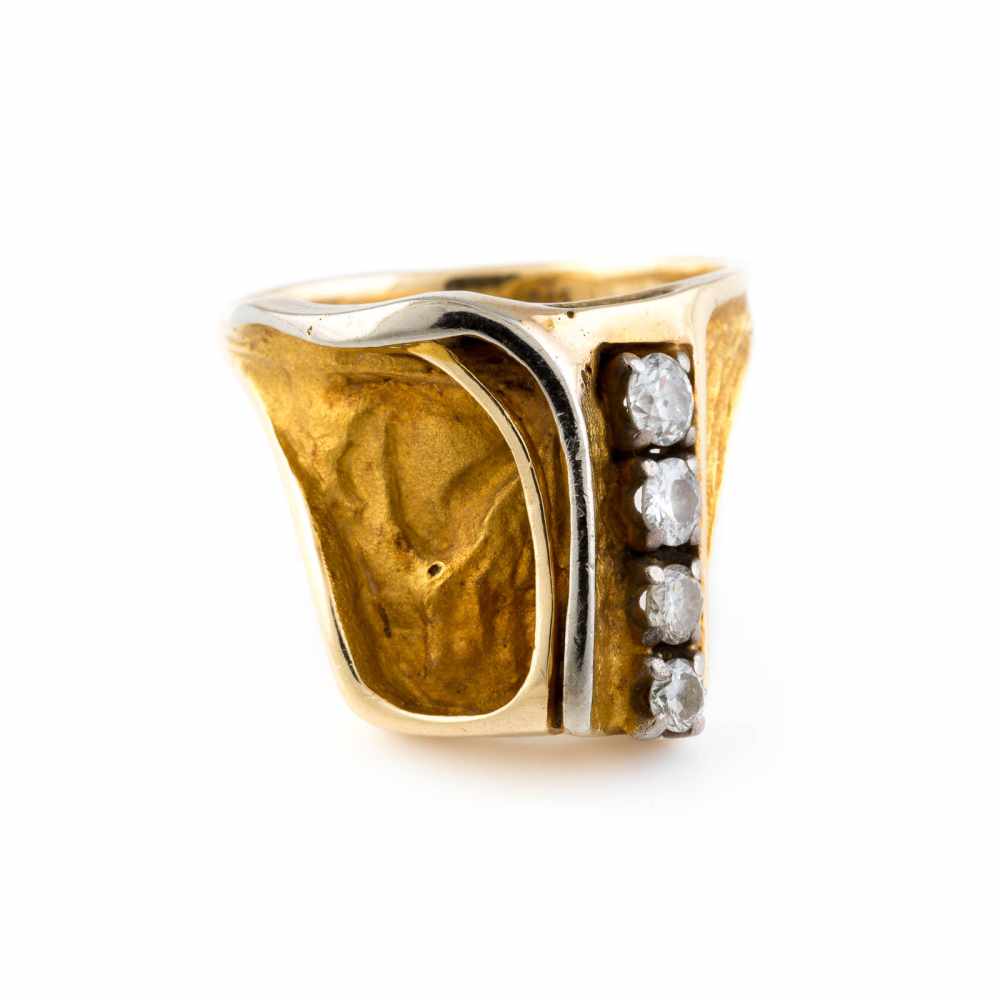 DIAMANT-RING 'MANFRED STUBHANN' Österreich, Salzburg, 20. Jh. Gelbgold. Ringmaß 58, Ges.-Gew., ca.