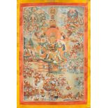 THANGKA: RUDRA CHAKRIN-DER LETZTE KÖNIG VON SHAMBHALA Tibet, 19. Jh. Polychrome Malerei auf textilem