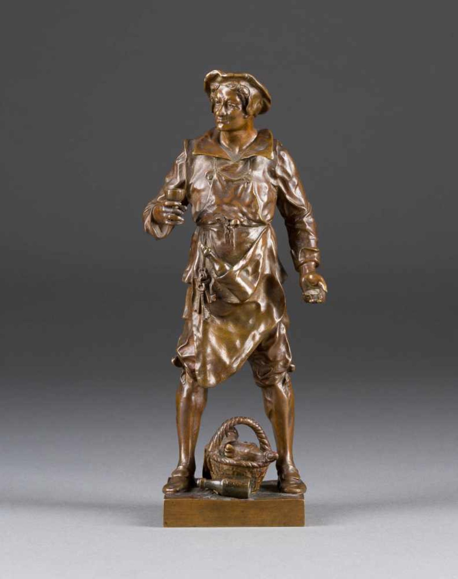 EMILE-LOUIS PICAULT1833 Paris - 1915 ebendaKellermeister Bronze, braun patiniert. H. 24,5 cm. Auf