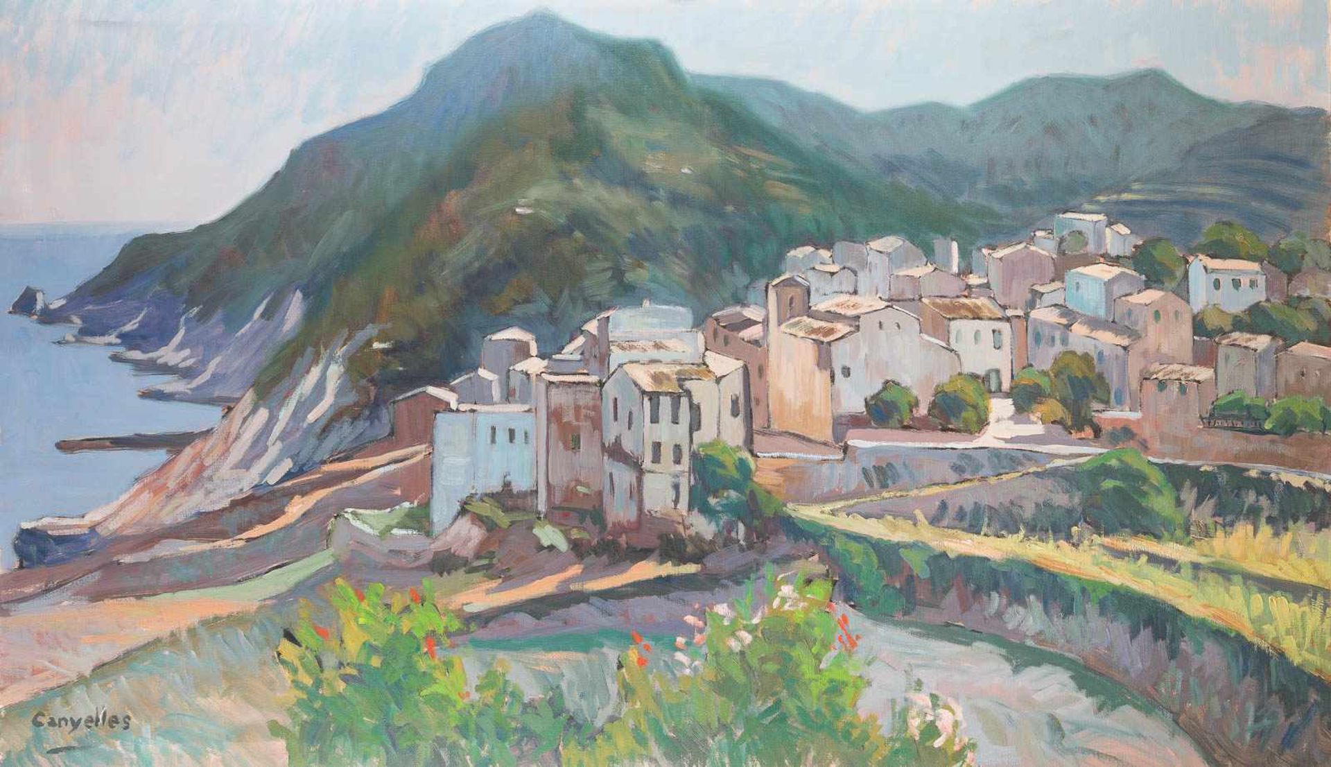 JOSEP MARIA VILA CANELAS (ATTR.)1913 - 2001Ansicht von Mallorca Öl auf Leinwand. 114 x 195 cm.